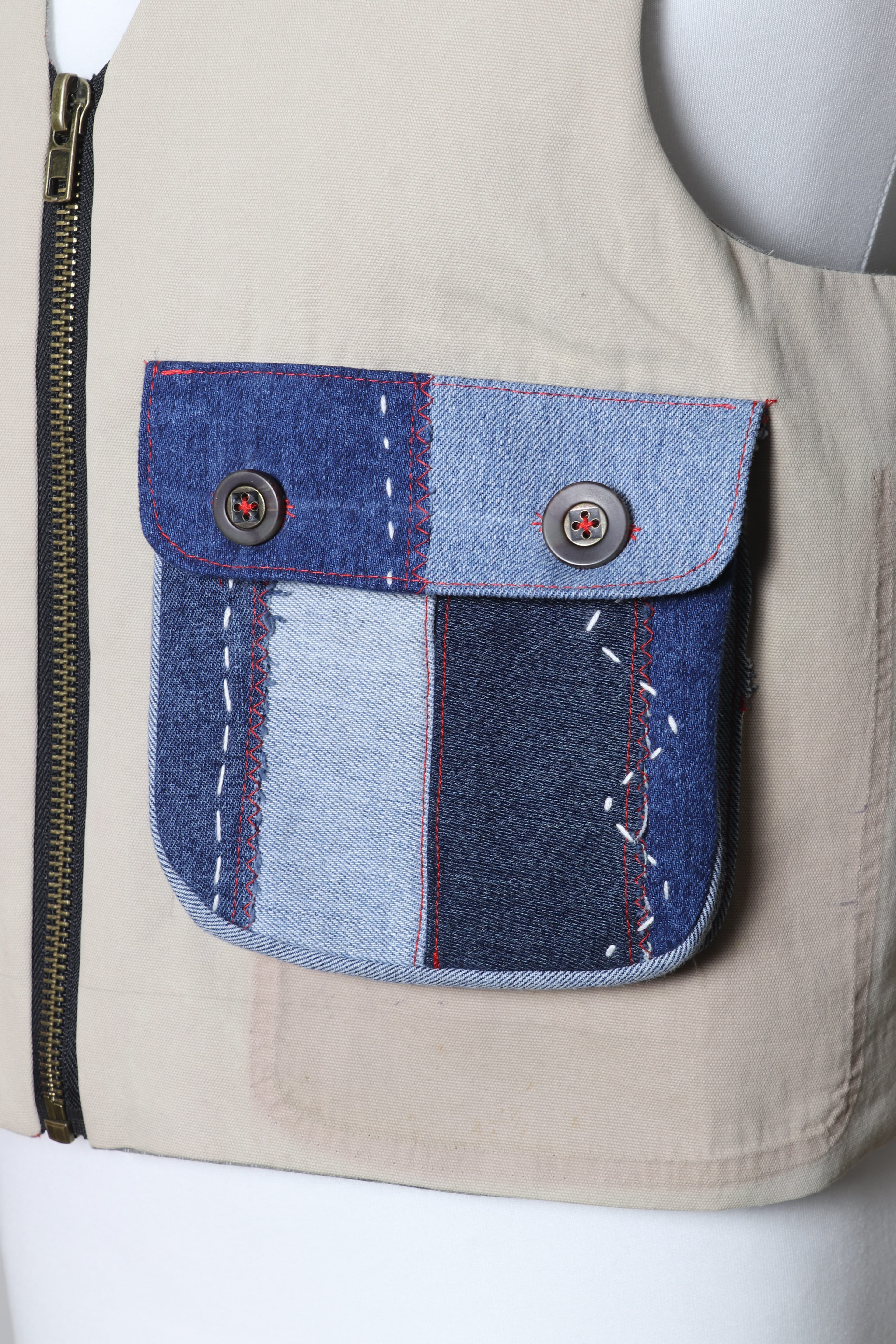 BANG! Patchwork Appliqué Utility Vest v1 image 8