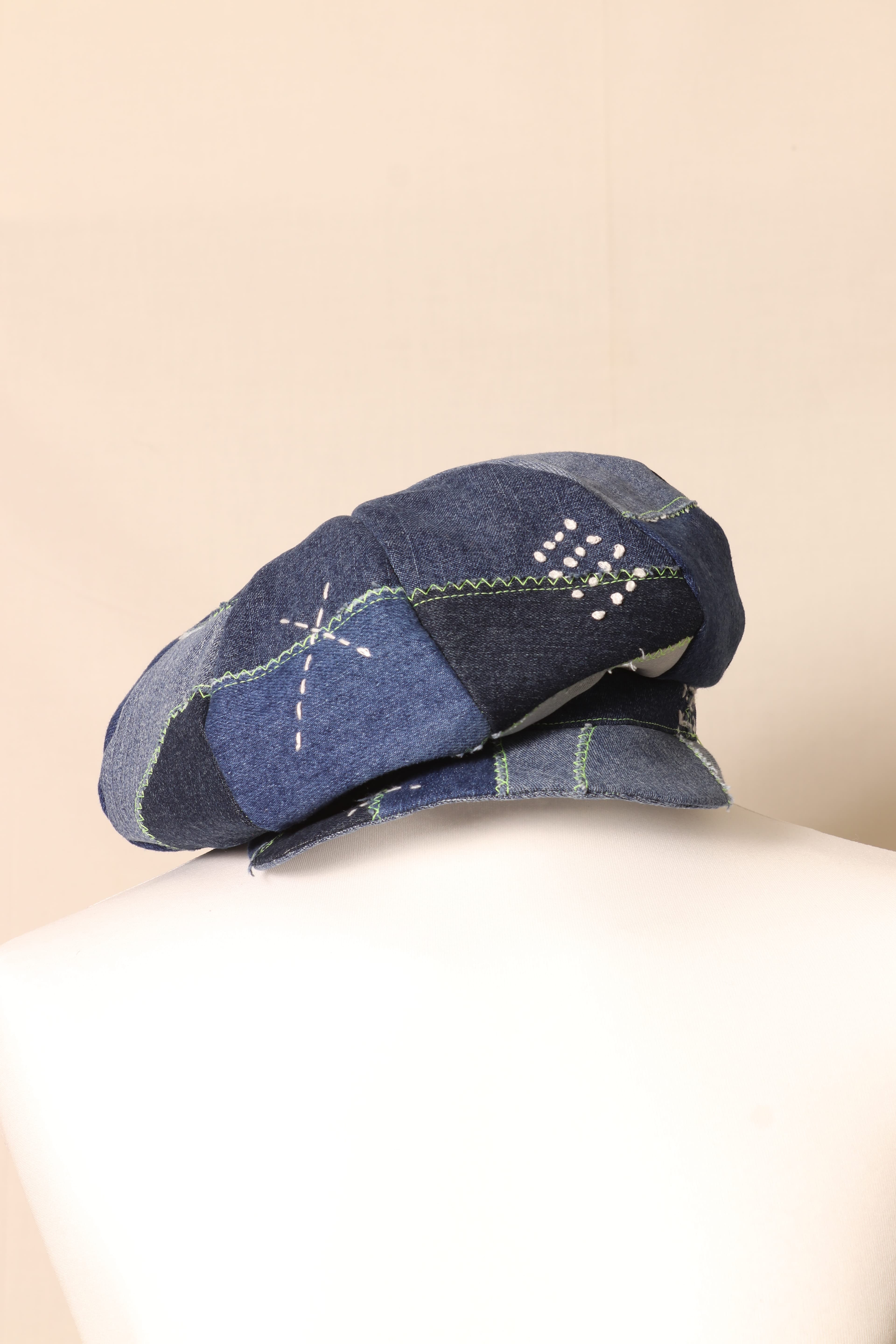 Denim Patchwork Flat Cap image 9