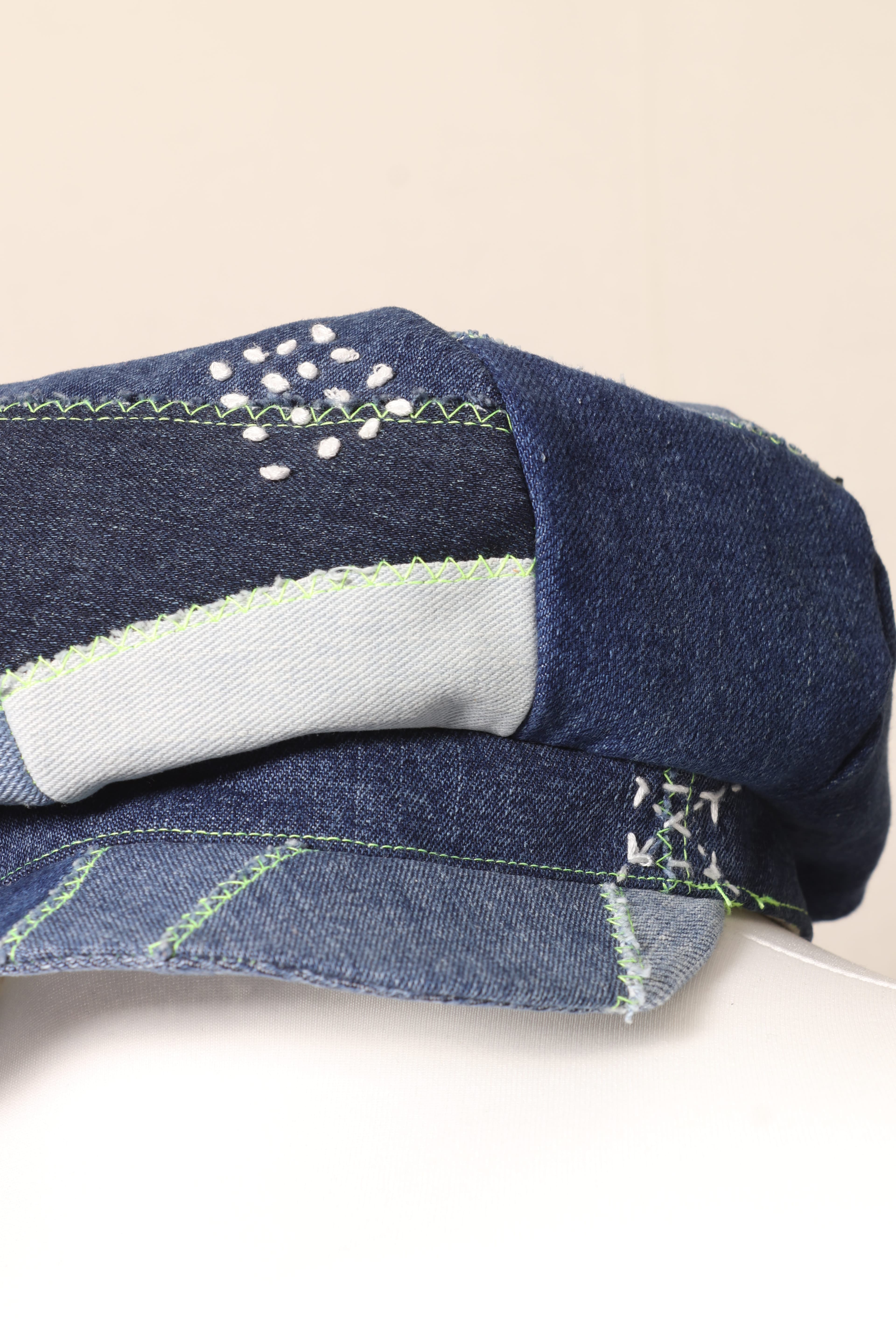 Denim Patchwork Flat Cap image 3