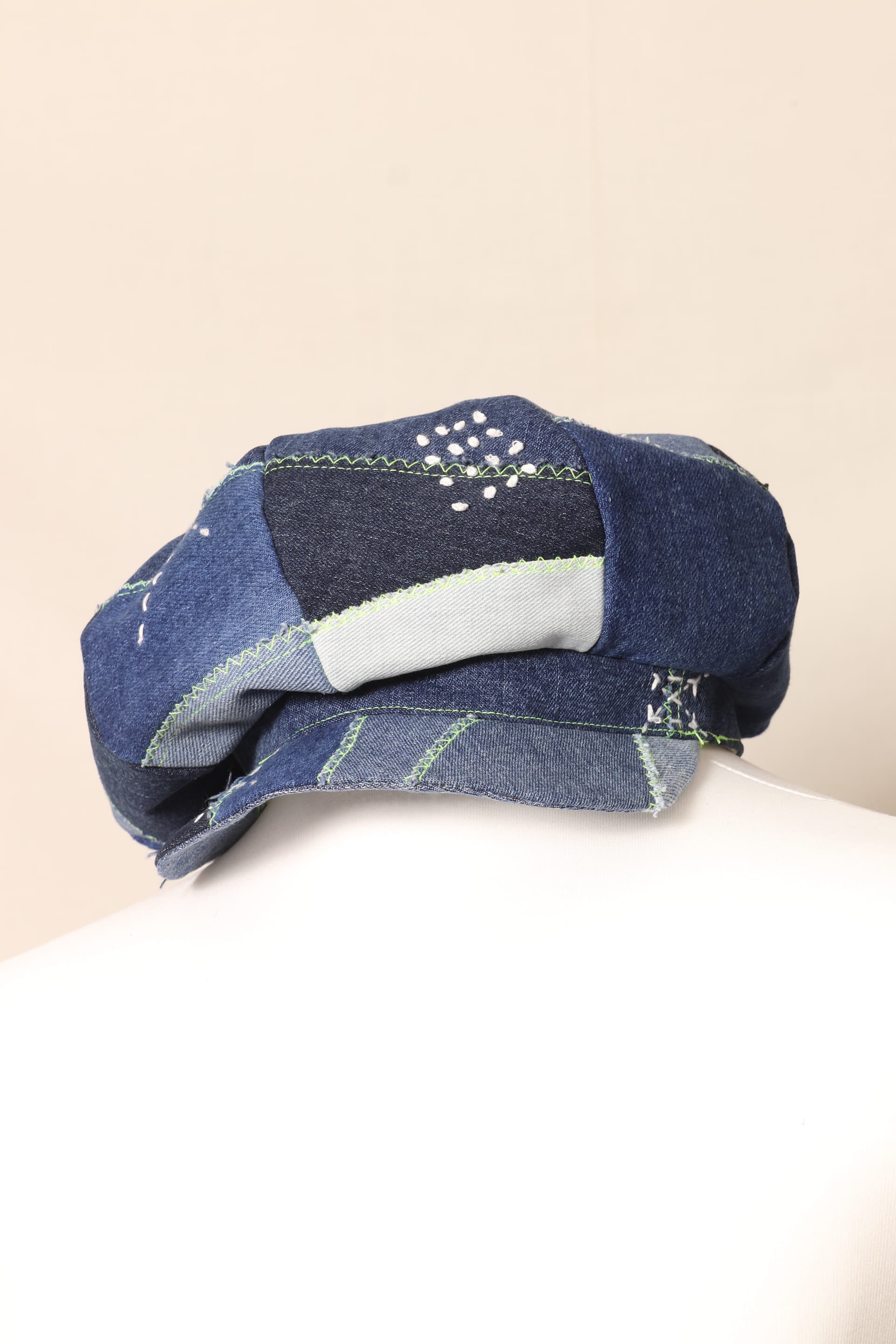 Denim Patchwork Flat Cap image 2