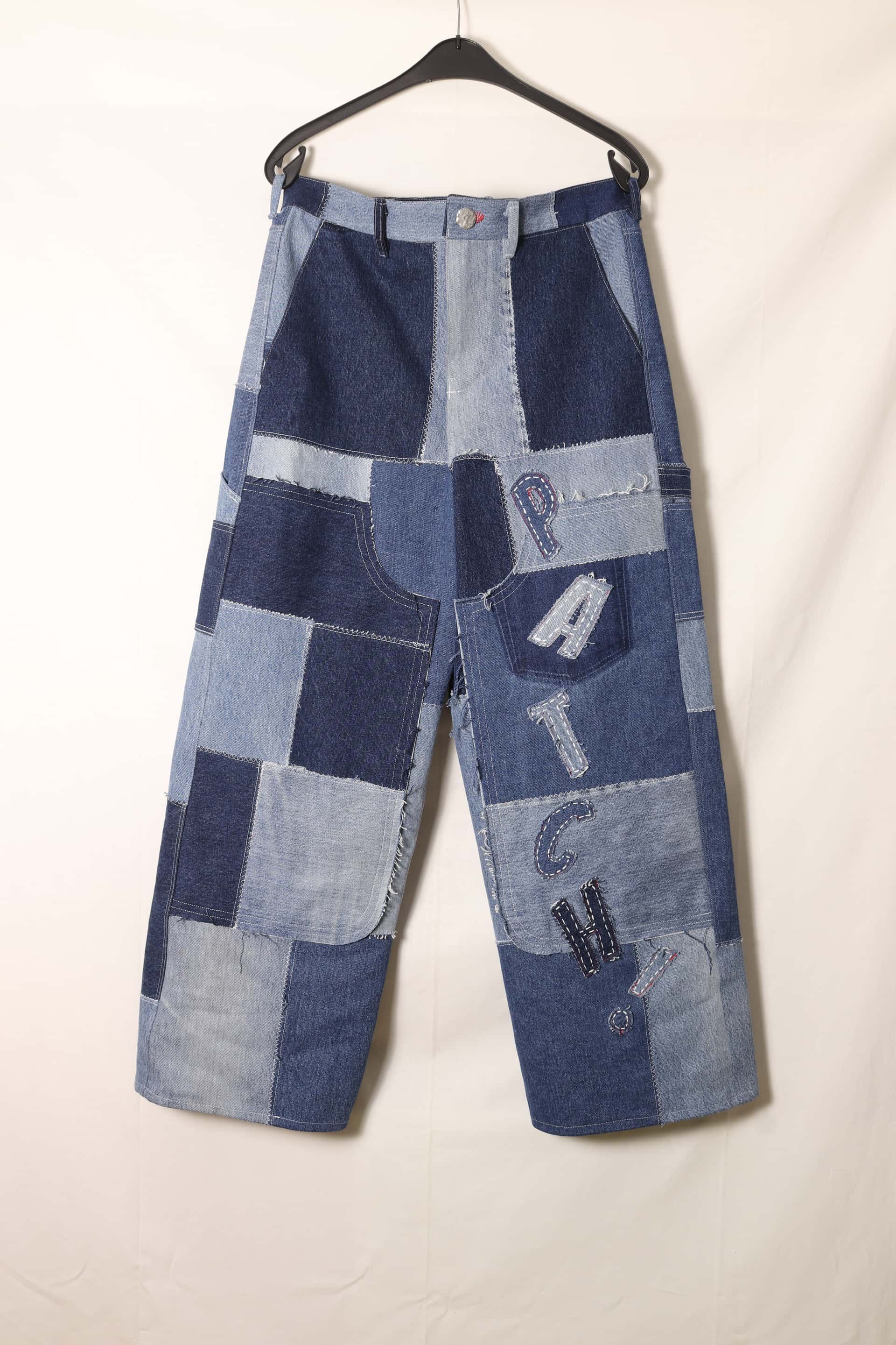 Patchwork trousers made from reclaimed denim
